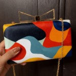 Clutiva Abstract Aura Satin Box Clutch – Modern Art Luxe Edition