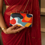 Clutiva Abstract Aura Satin Box Clutch – Modern Art Luxe Edition