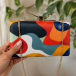 Clutiva Abstract Aura Satin Box Clutch – Modern Art Luxe Edition