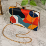 Clutiva Abstract Aura Satin Box Clutch – Modern Art Luxe Edition