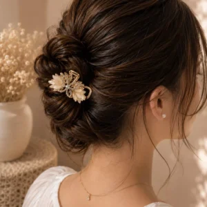 Clutiva Champagne Crystal Blossom Luxury Hair Accessory